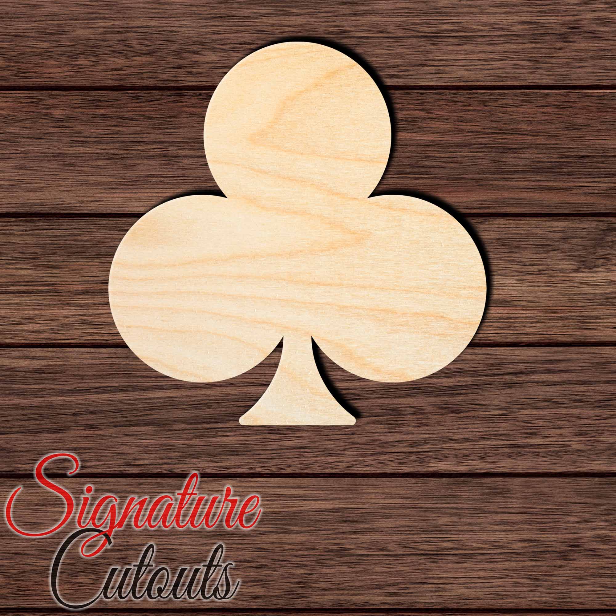 Playing Card Club Shape Cutout in Wood, Acrylic or Acrylic Mirror Craft Shapes & Bases Signature Cutouts 