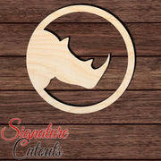 Rhino with Circle 001 Shape Cutout in Wood, Acrylic or Acrylic Mirror - Signature Cutouts