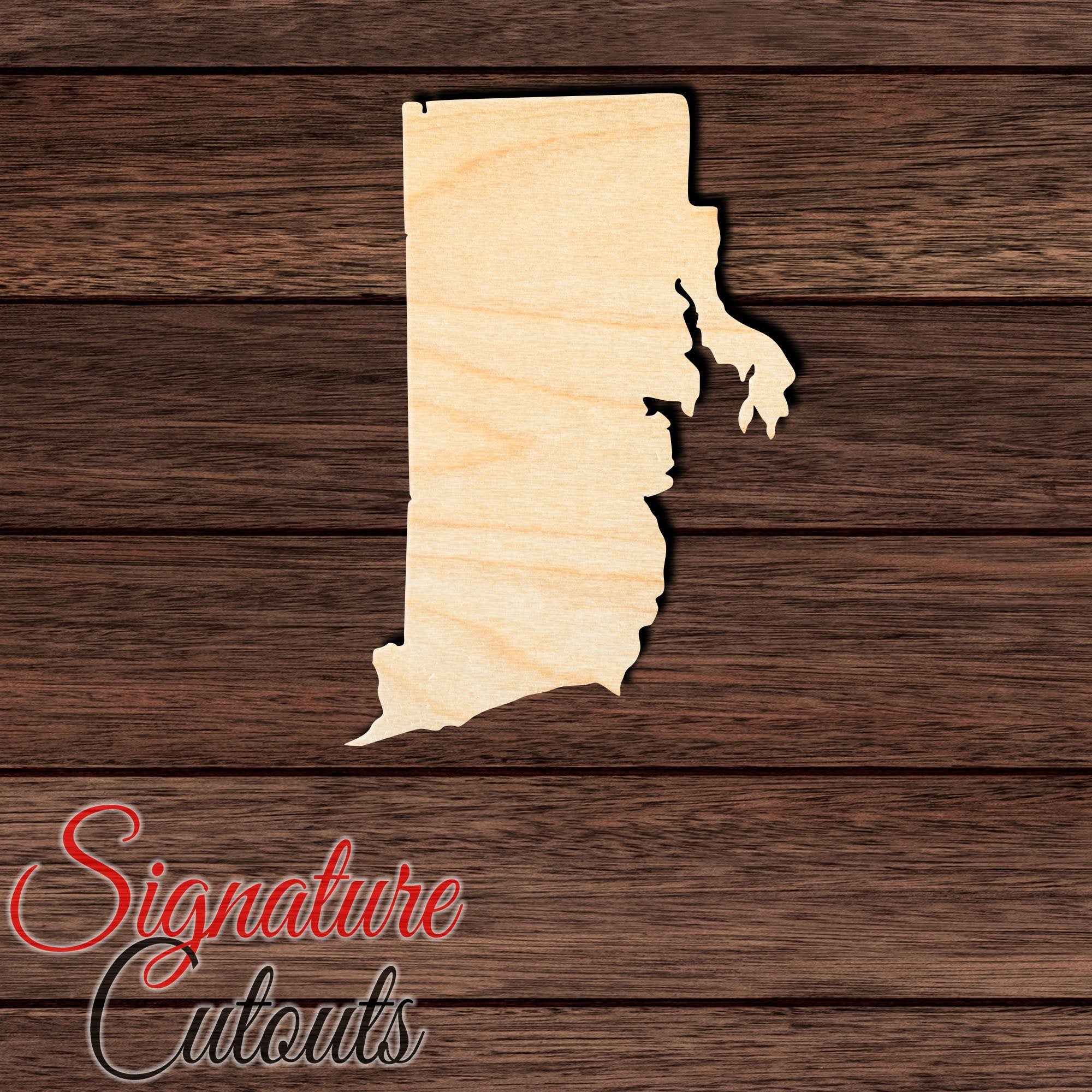 Rhode Island State Shape Cutout in Wood, Acrylic or Acrylic Mirror - Signature Cutouts