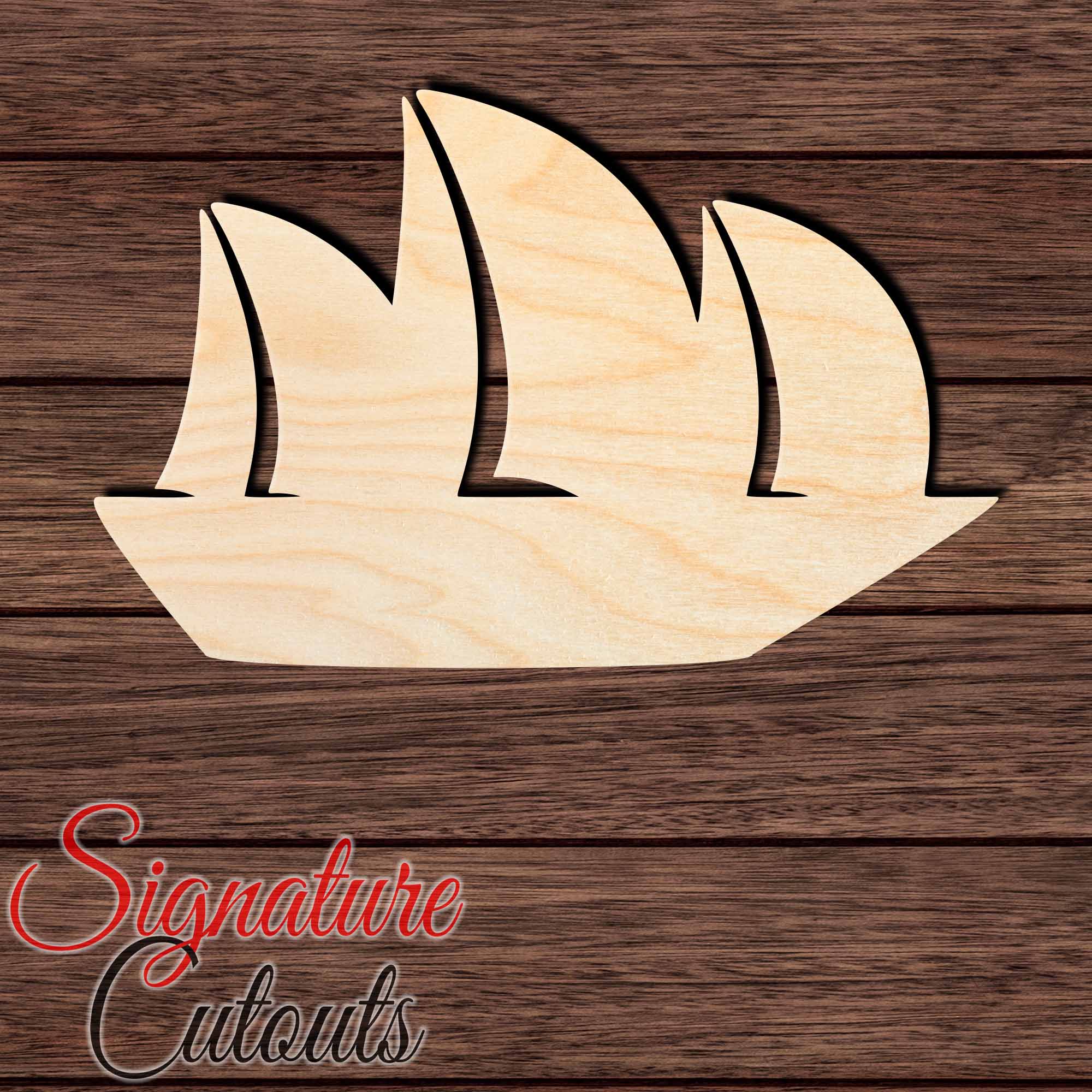 Sailboat 001 Shape Cutout in Wood, Acrylic or Acrylic Mirror - Signature Cutouts
