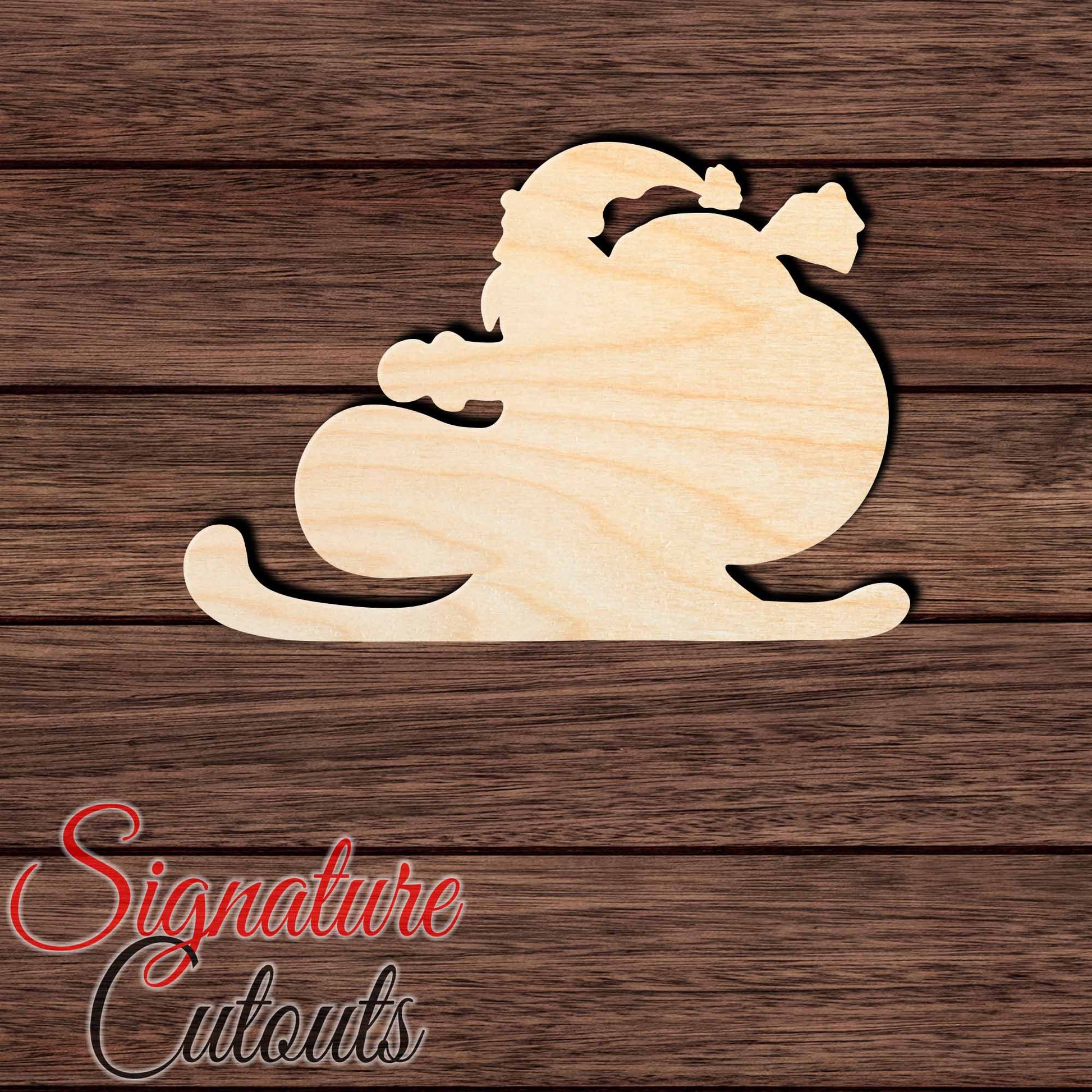 Santa Sleigh 004 Shape Cutout in Wood, Acrylic or Acrylic Mirror - Signature Cutouts