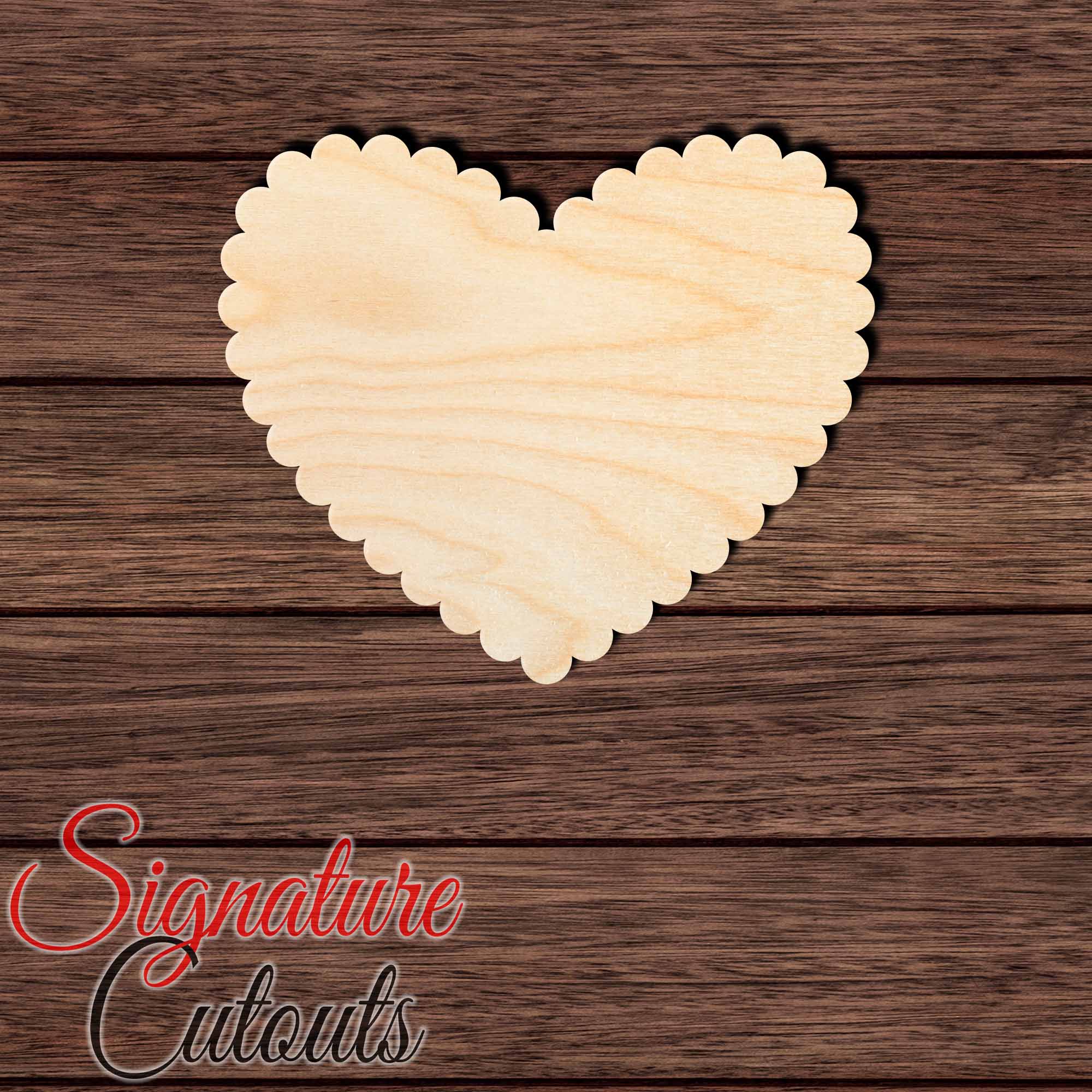 Scalloped Heart 001 Shape Cutout in Wood, Acrylic or Acrylic Mirror Craft Shapes & Bases Signature Cutouts 
