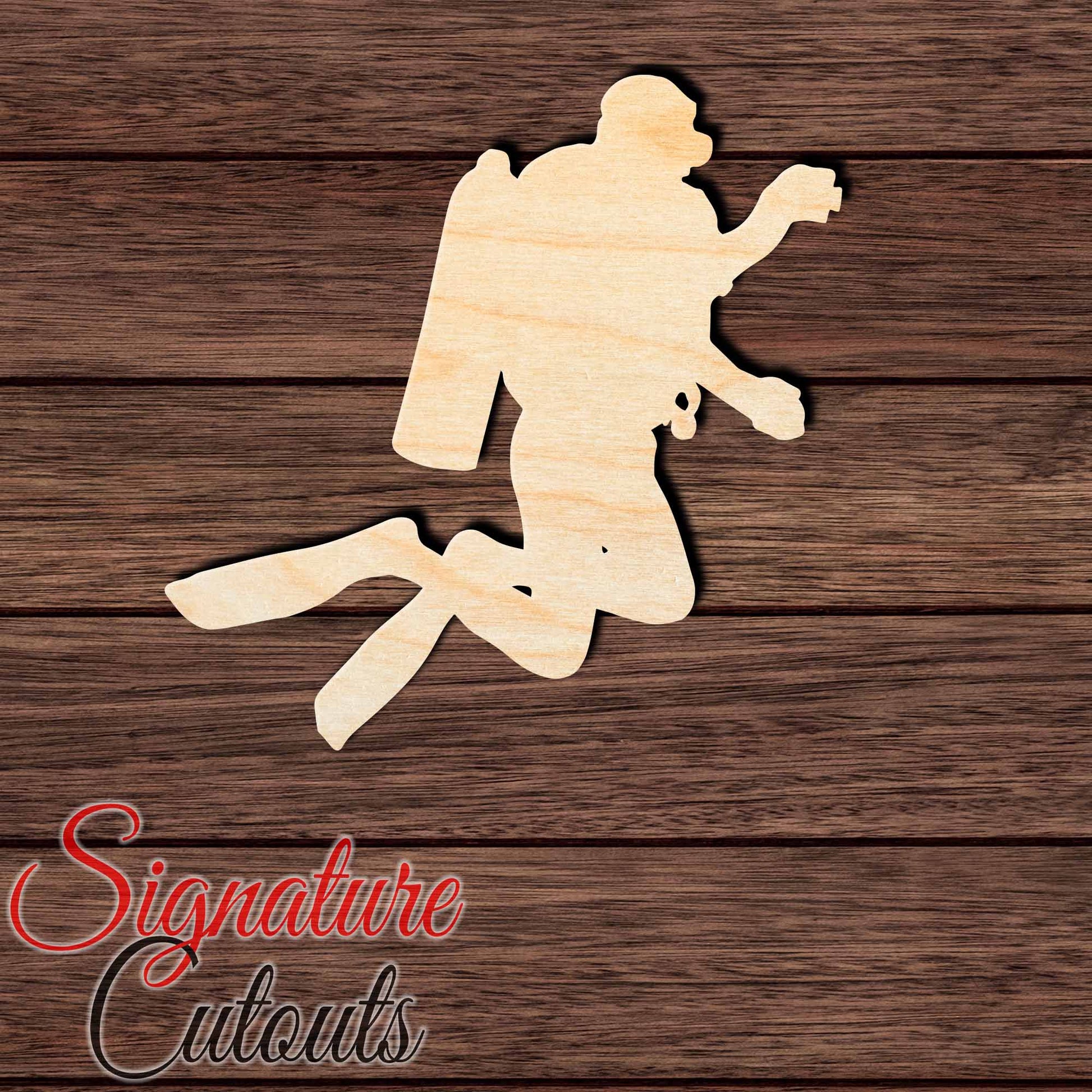 Scuba Diver 001 Shape Cutout in Wood, Acrylic or Acrylic Mirror - Signature Cutouts