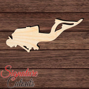 Scuba Diver 002 Shape Cutout in Wood, Acrylic or Acrylic Mirror - Signature Cutouts