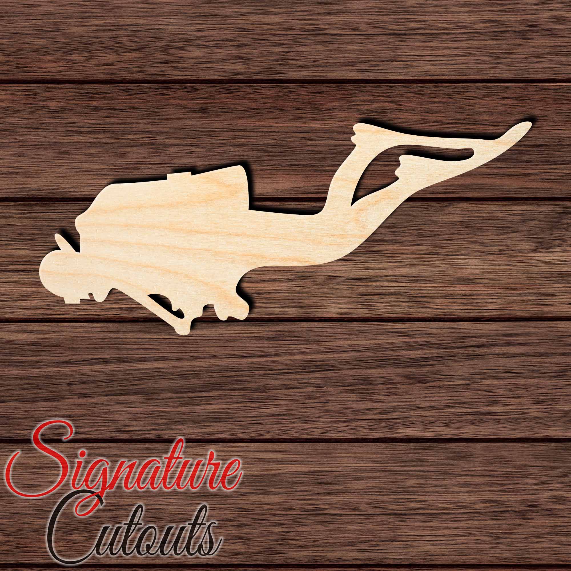 Scuba Diver 002 Shape Cutout in Wood, Acrylic or Acrylic Mirror - Signature Cutouts