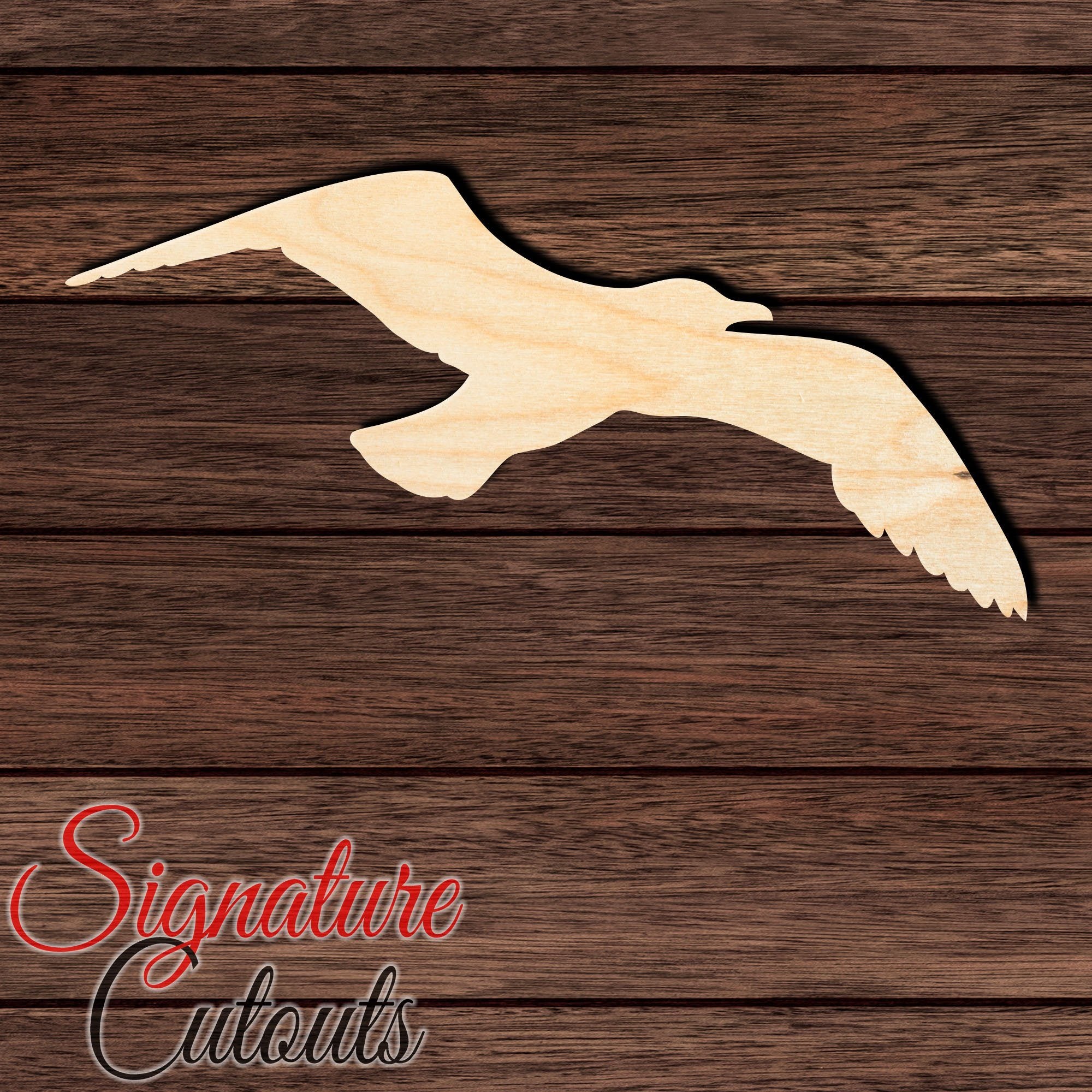 Seagull 001 Shape Cutout in Wood, Acrylic or Acrylic Mirror - Signature Cutouts
