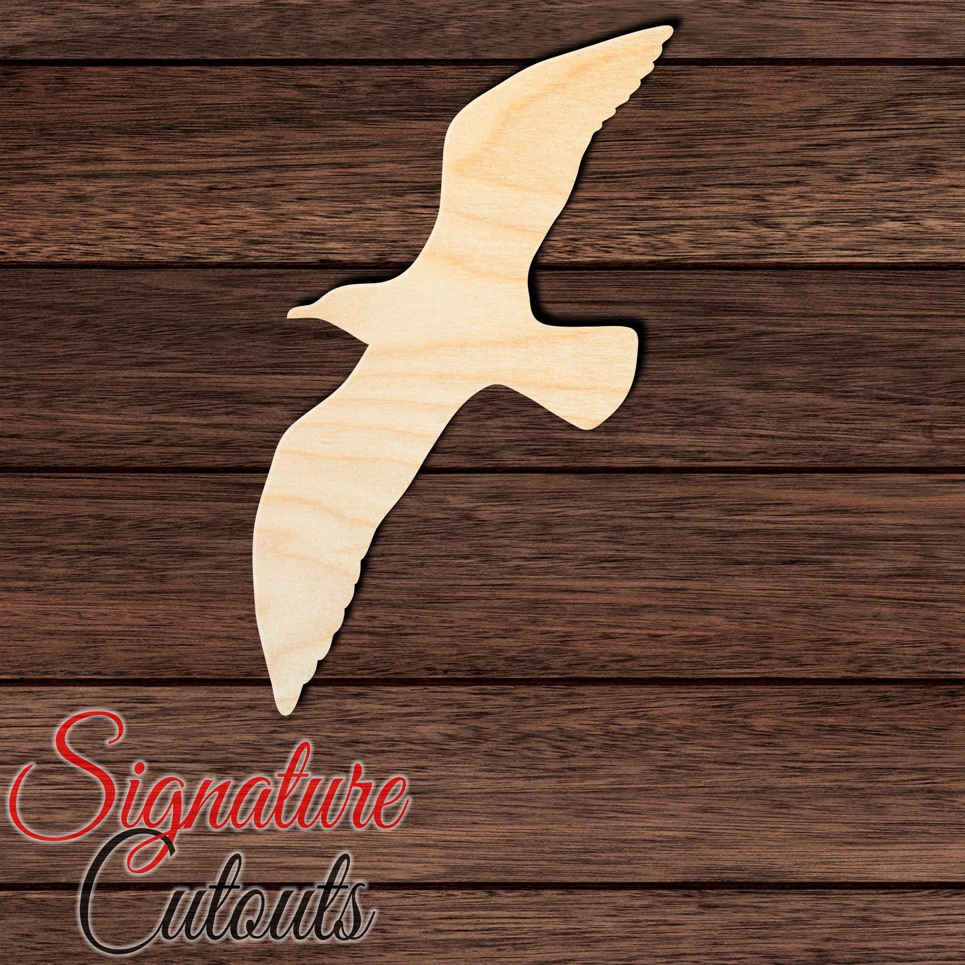 Seagull 004 Shape Cutout in Wood, Acrylic or Acrylic Mirror - Signature Cutouts