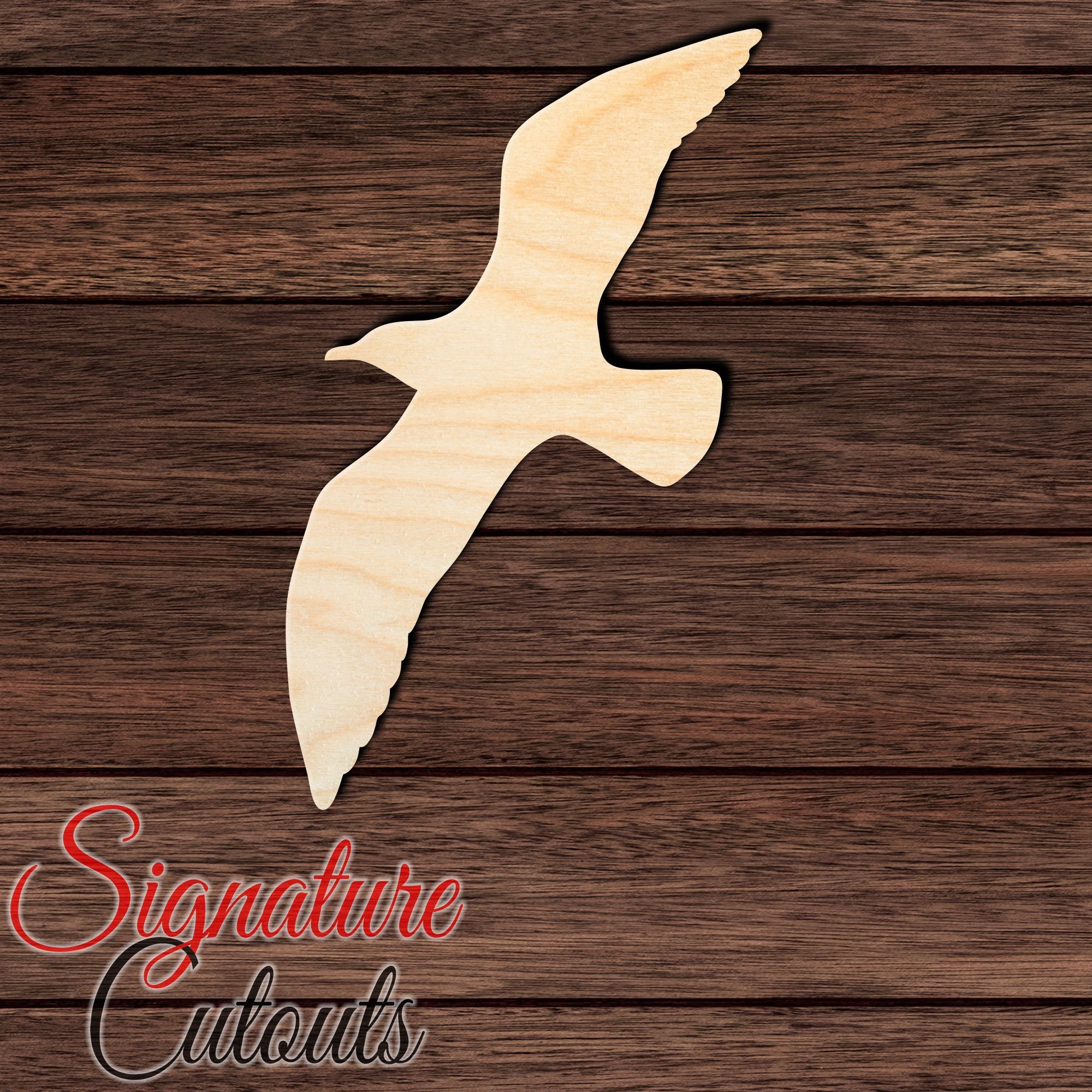 Seagull 004 Shape Cutout in Wood, Acrylic or Acrylic Mirror - Signature Cutouts