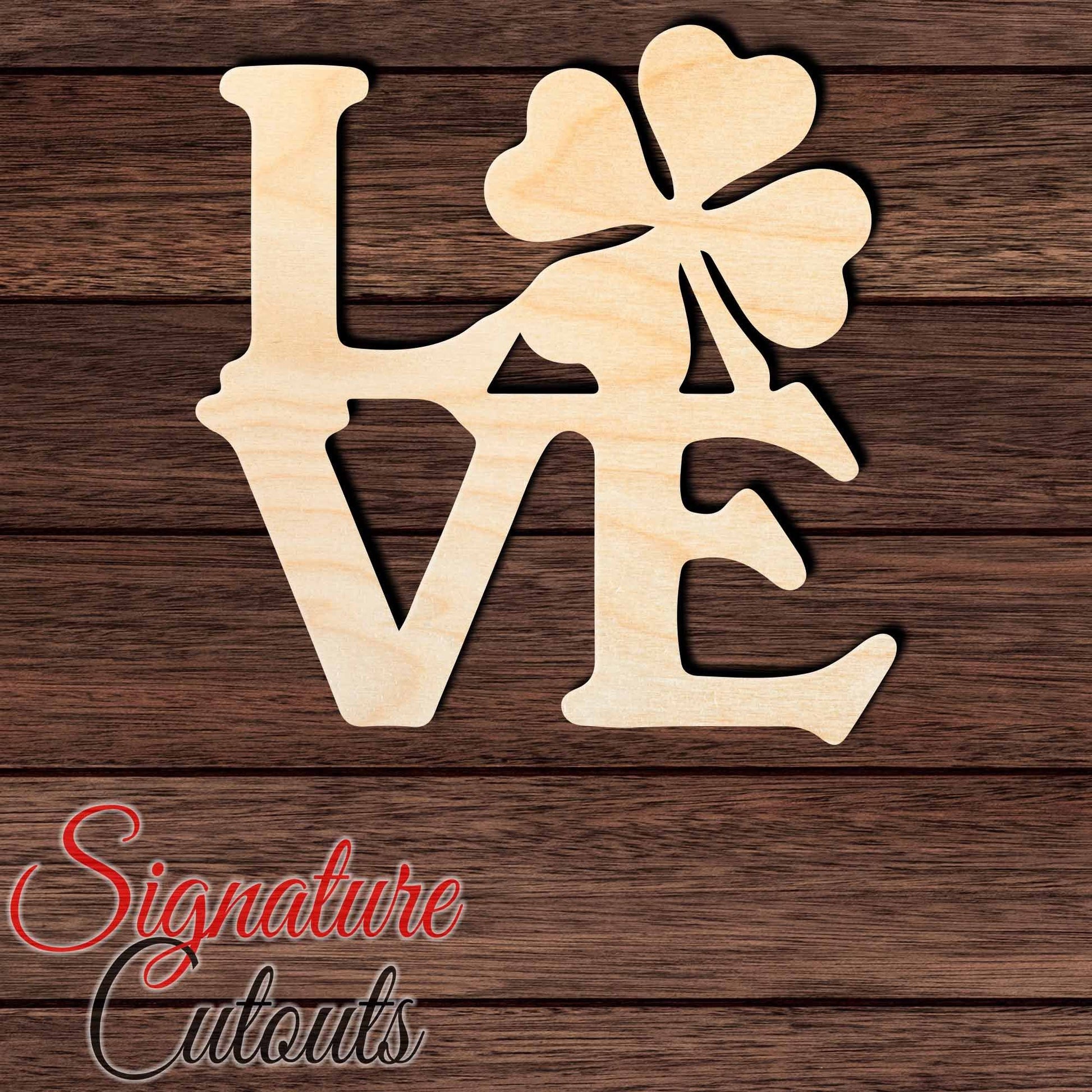 Shamrock Love 001 Shape Cutout in Wood, Acrylic or Acrylic Mirror - Signature Cutouts