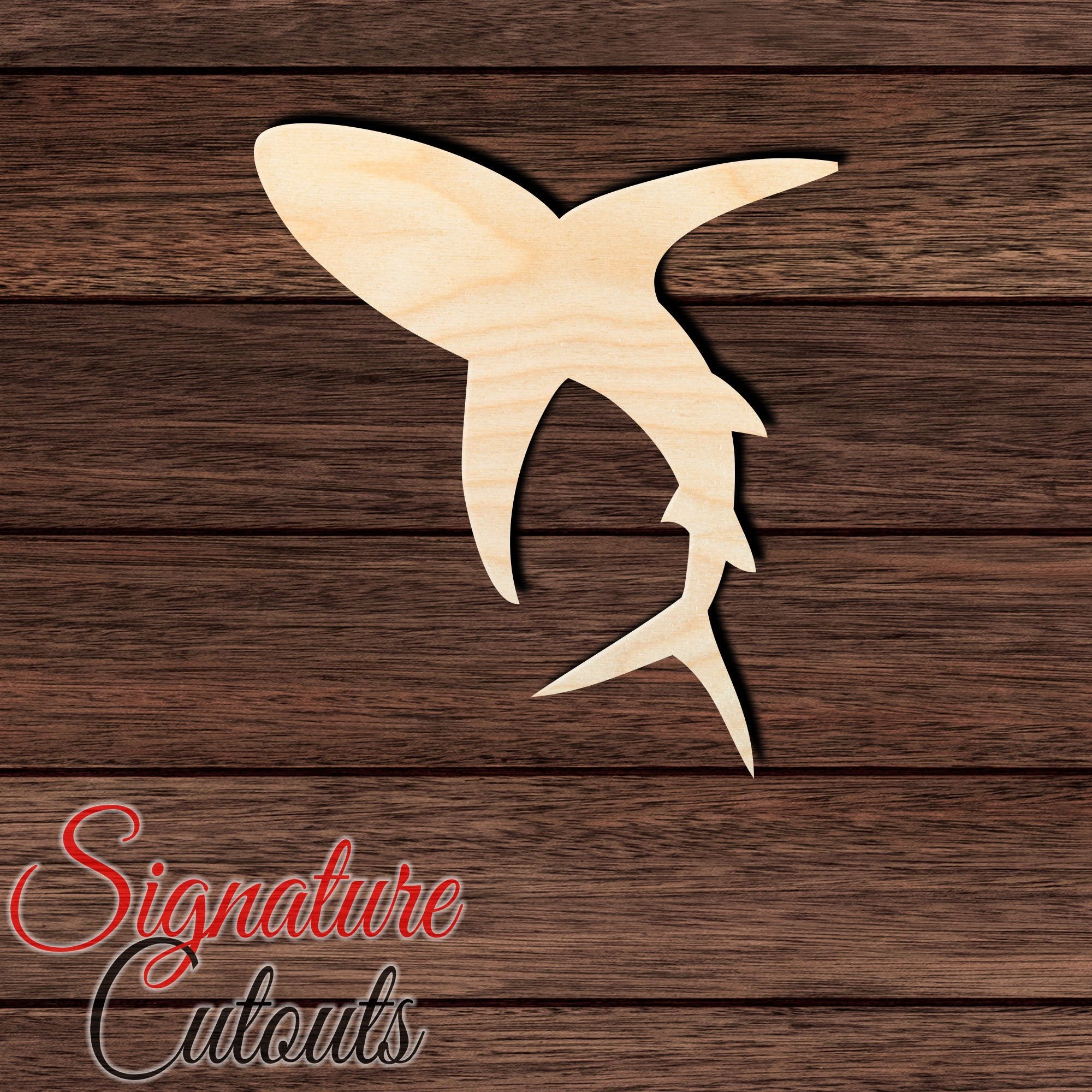 Shark 002 Shape Cutout in Wood, Acrylic or Acrylic Mirror - Signature Cutouts