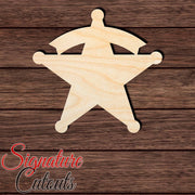 Sheriff Badge 002 Shape Cutout in Wood, Acrylic or Acrylic Mirror - Signature Cutouts