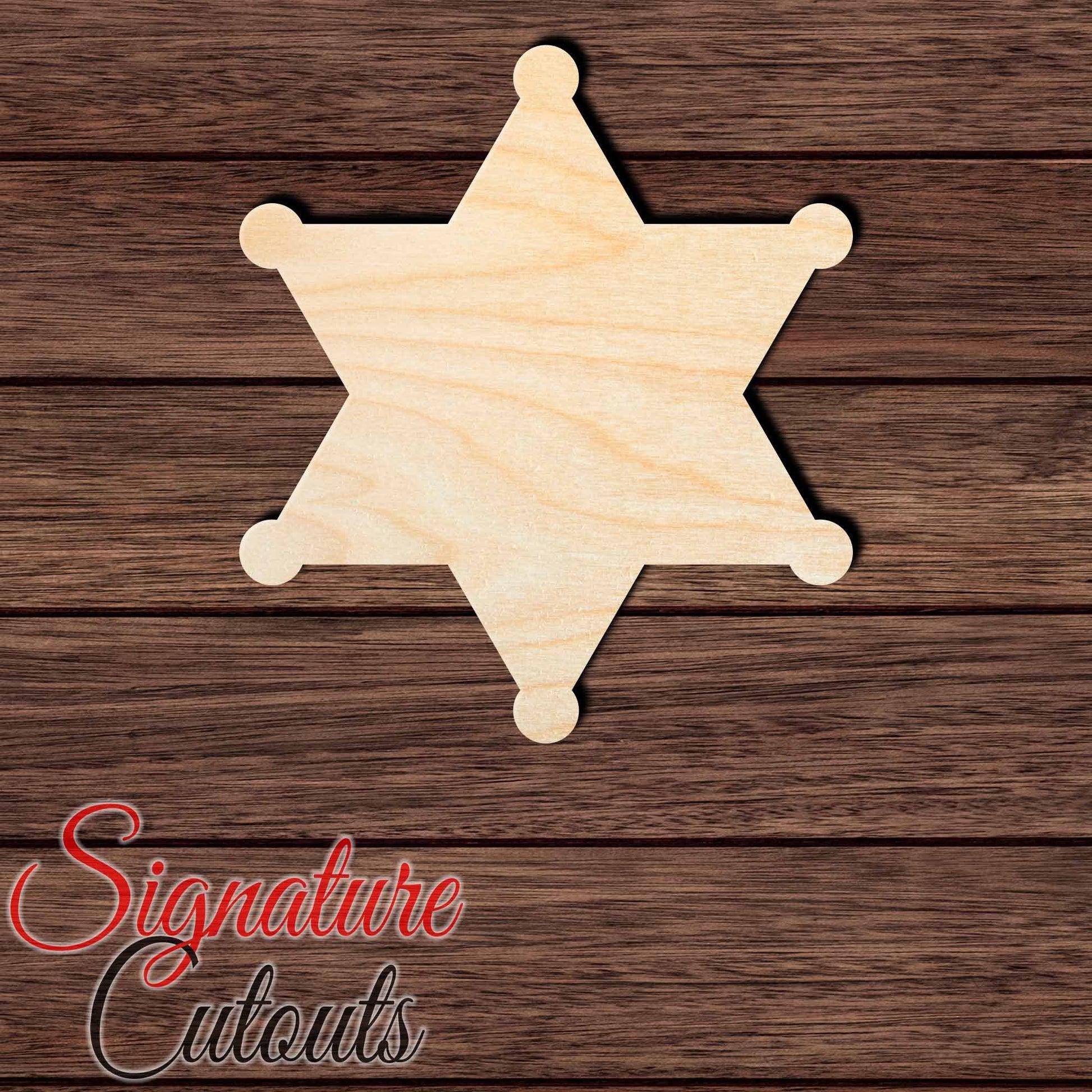 Sheriff Star 001 Shape Cutout in Wood, Acrylic or Acrylic Mirror - Signature Cutouts