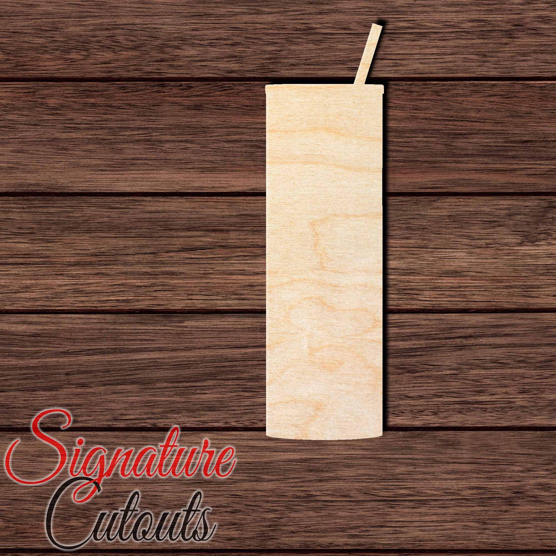 Skinny Tumbler with (straw to right) Shape Cutout in Wood, Acrylic or Acrylic Mirror - Signature Cutouts
