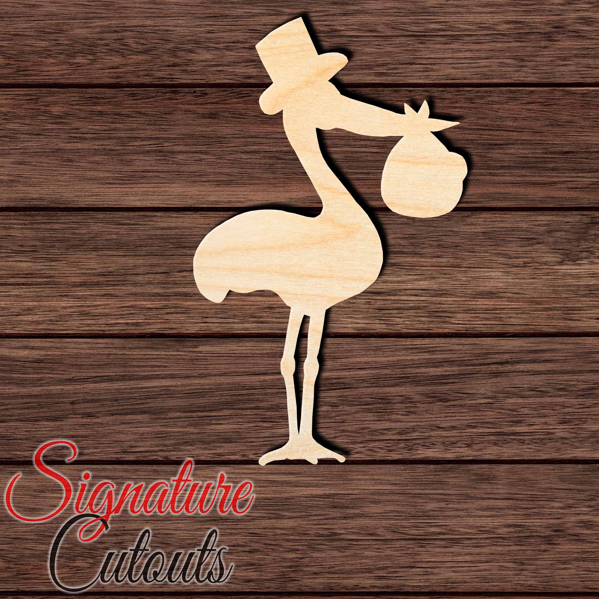 Stork with Baby 003 Shape Cutout in Wood, Acrylic or Acrylic Mirror Craft Shapes & Bases Signature Cutouts 