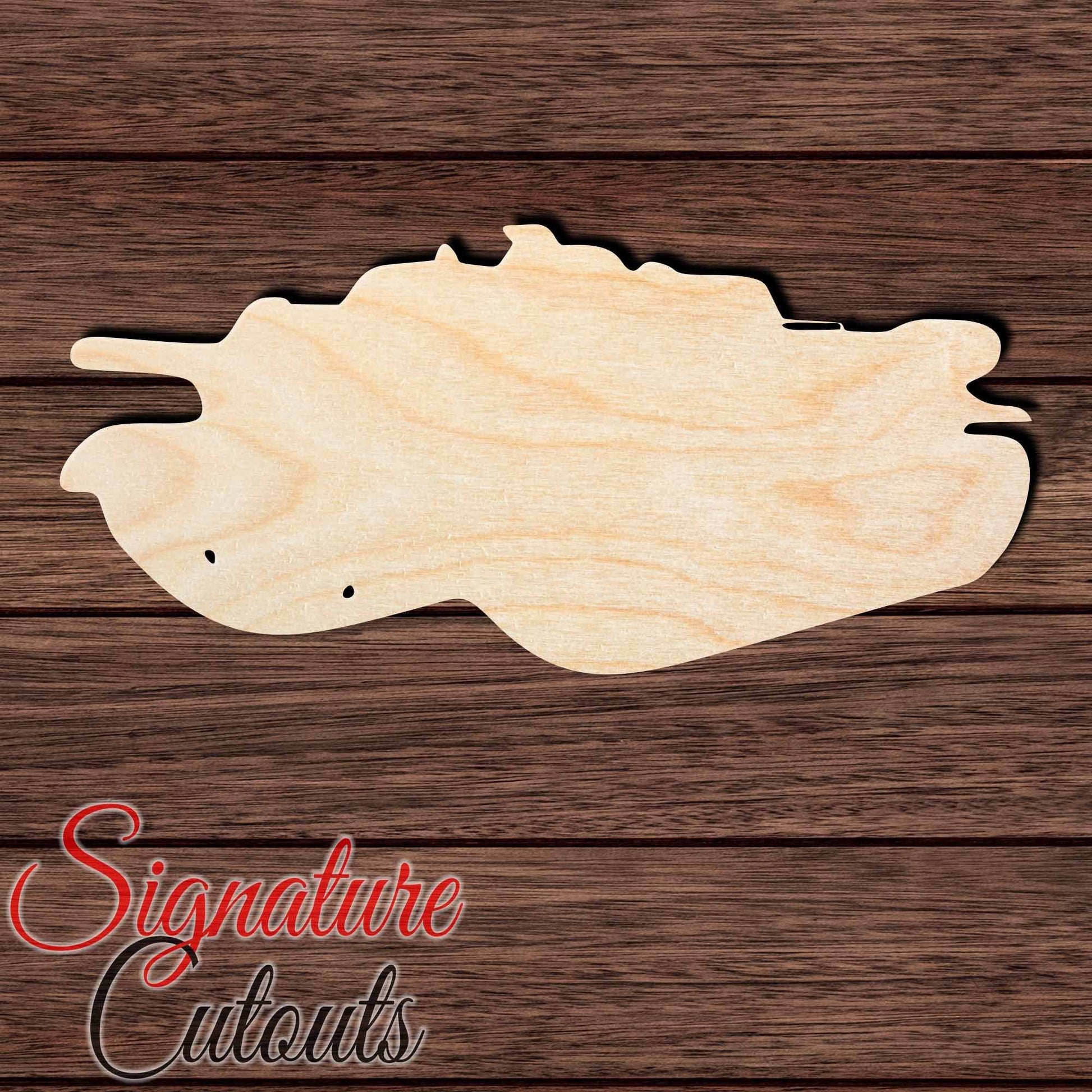 Tank 008 Shape Cutout in Wood, Acrylic or Acrylic Mirror - Signature Cutouts