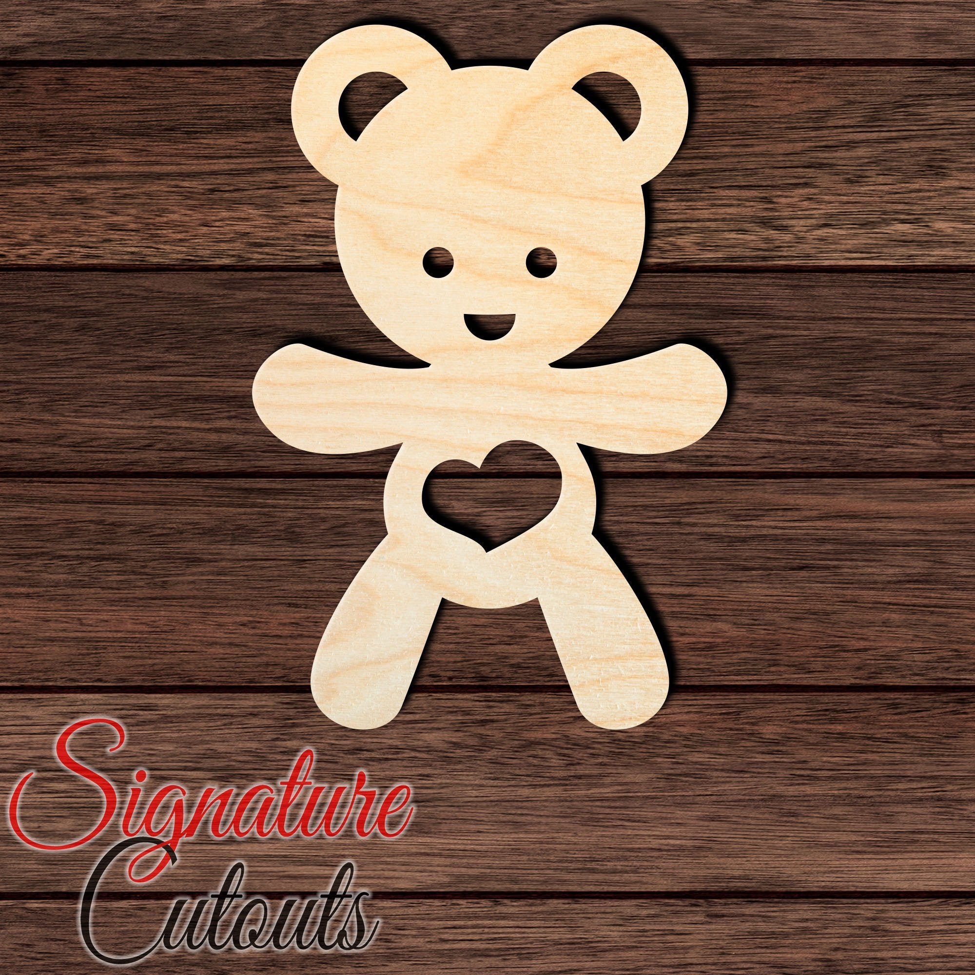 Teddy Bear 002 Shape Cutout in Wood, Acrylic or Acrylic Mirror - Signature Cutouts
