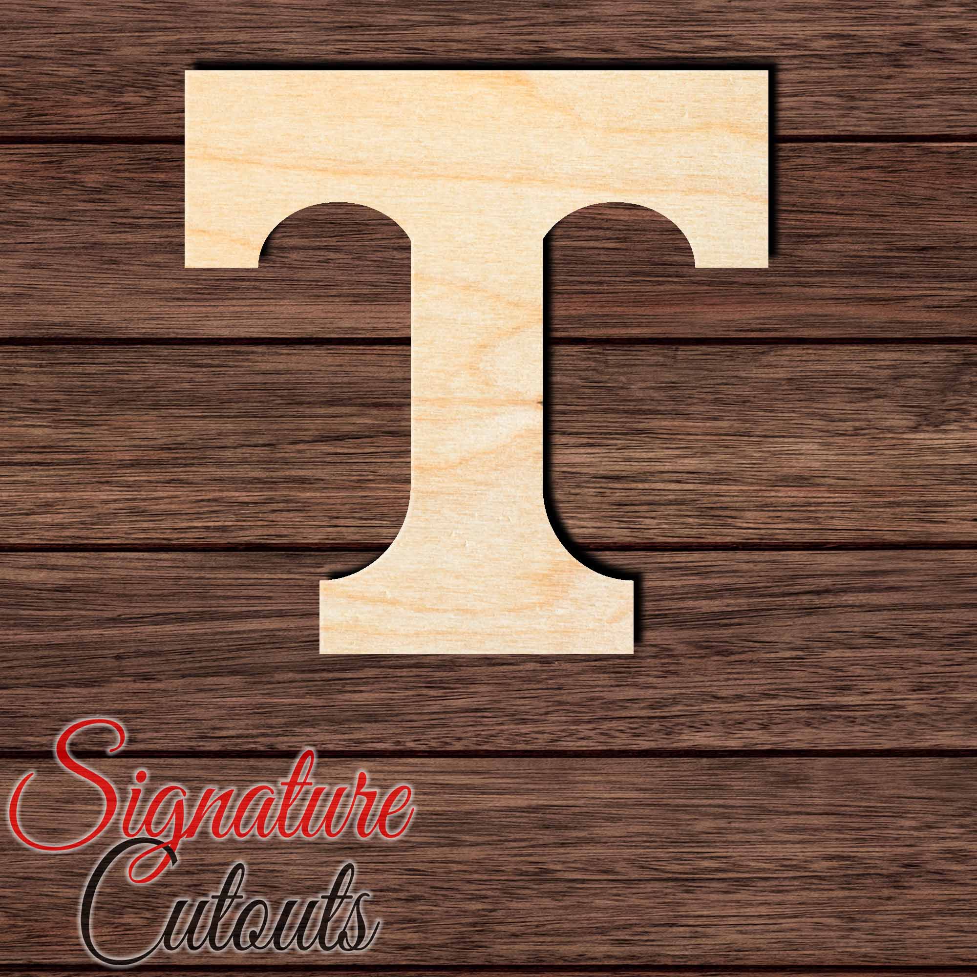 Tenn Volun T Shape Cutout in Wood, Acrylic or Acrylic Mirror Craft Shapes & Bases Signature Cutouts 