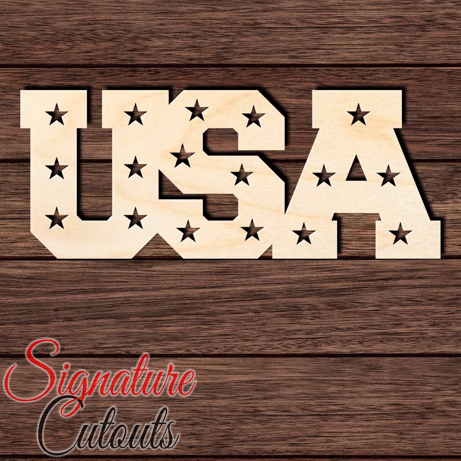 USA with Stars 001 Shape Cutout in Wood, Acrylic or Acrylic Mirror - Signature Cutouts