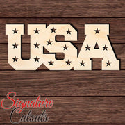 USA with Stars 001 Shape Cutout in Wood, Acrylic or Acrylic Mirror - Signature Cutouts