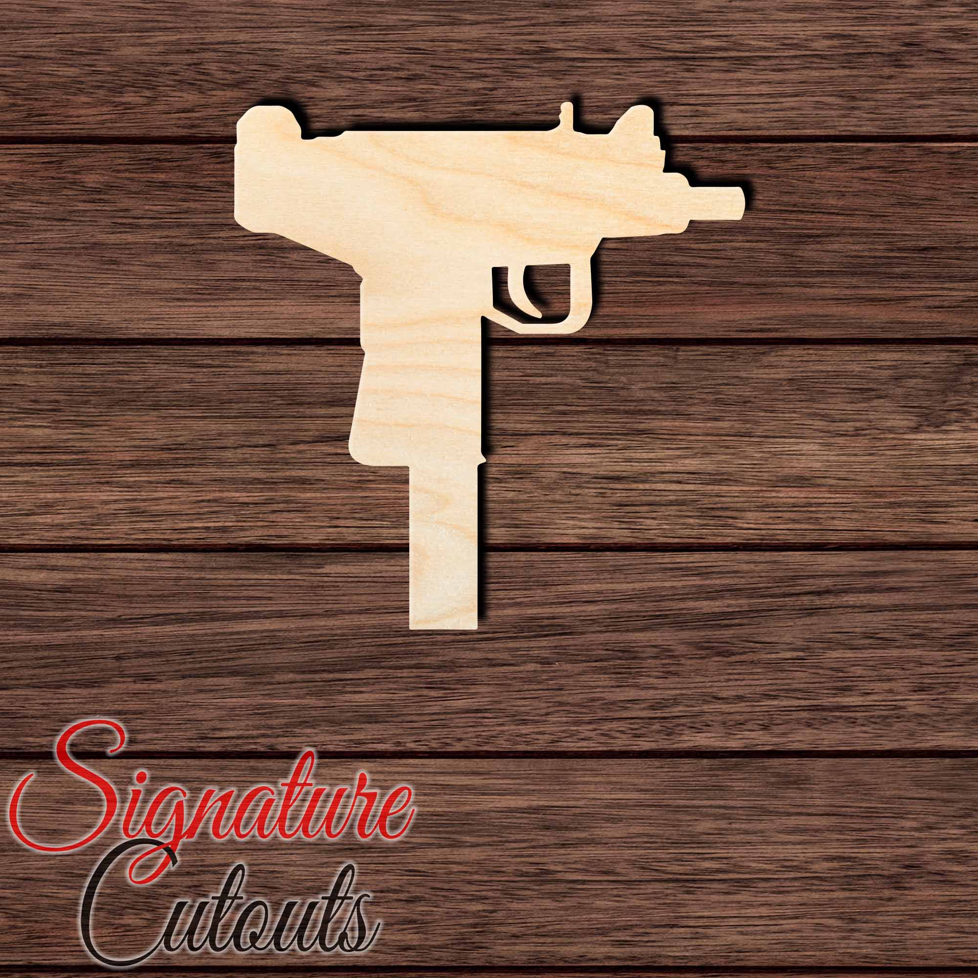 Uzi Gun 001 Shape Cutout in Wood Craft Shapes & Bases Signature Cutouts 