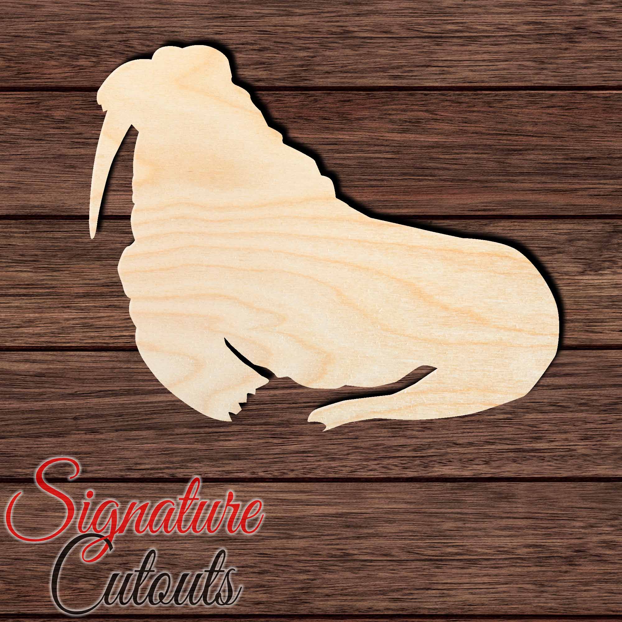 Walrus 001 Shape Cutout in Wood, Acrylic or Acrylic Mirror - Signature Cutouts