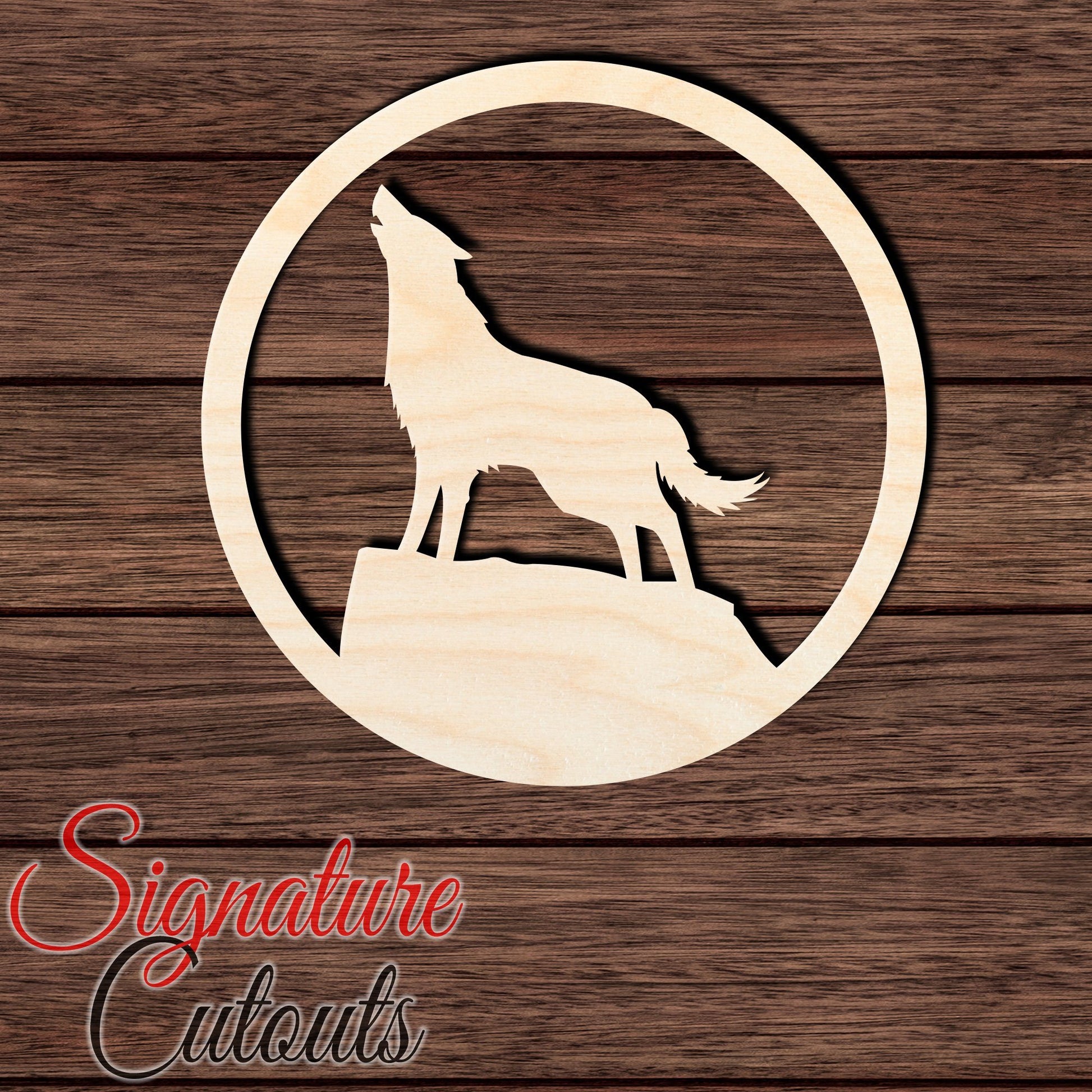 Wolf 002-A Shape Cutout in Wood, Acrylic or Acrylic Mirror - Signature Cutouts