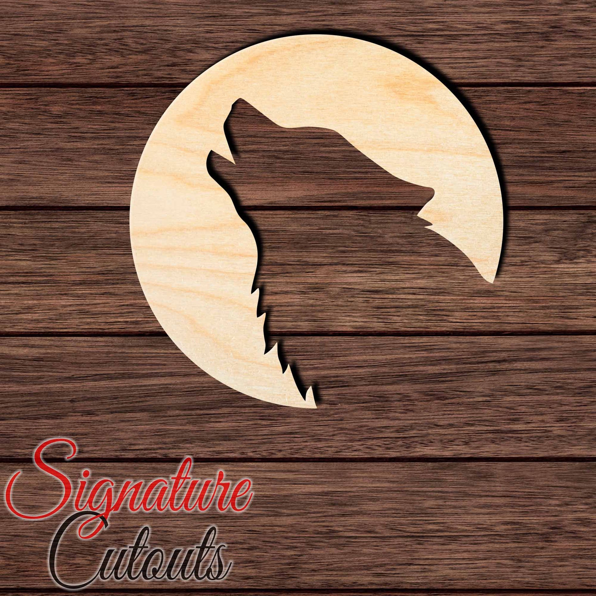 Wolf Howling Moon 002 Shape Cutout in Wood, Acrylic or Acrylic Mirror - Signature Cutouts