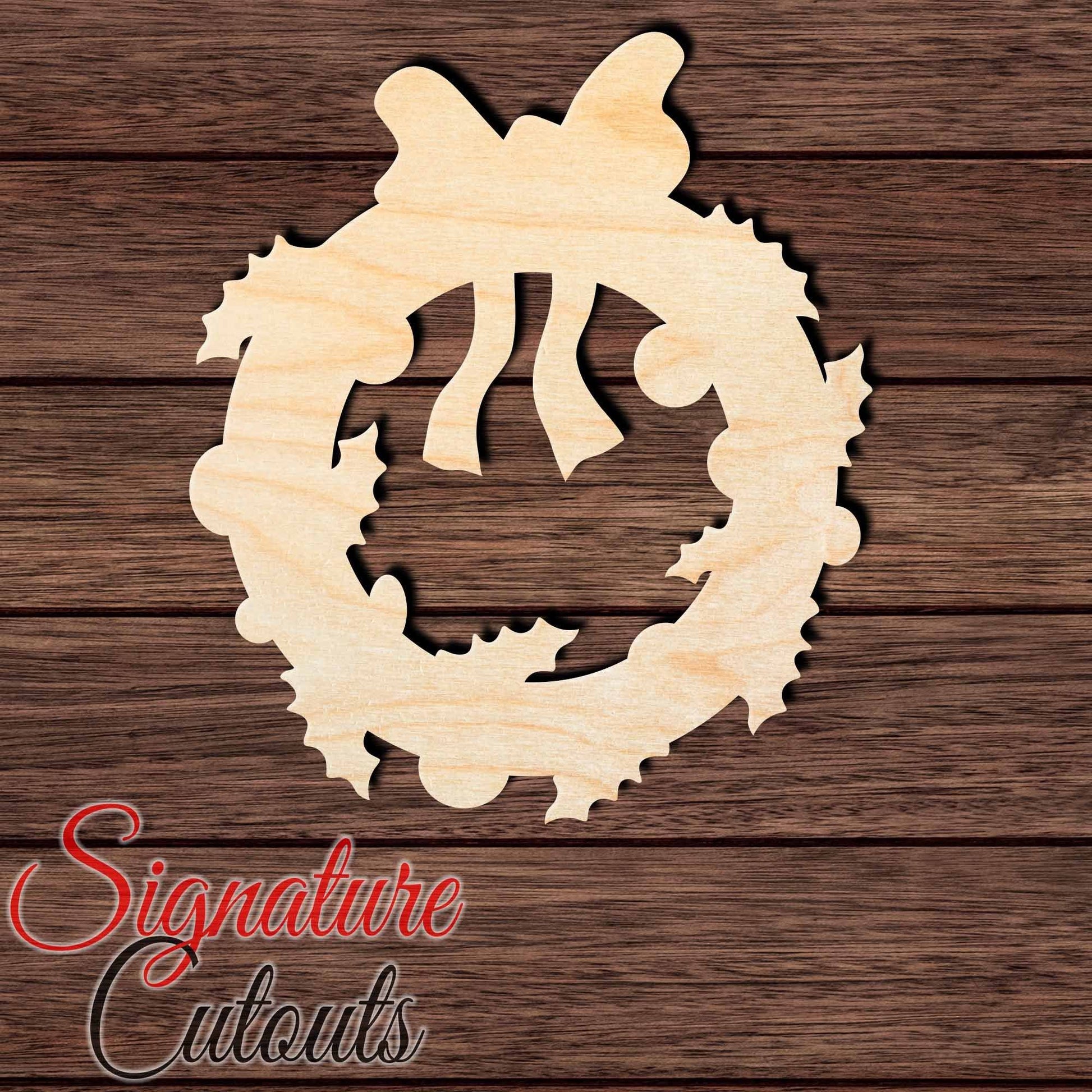 Wreath 004 Shape Cutout in Wood, Acrylic or Acrylic Mirror - Signature Cutouts