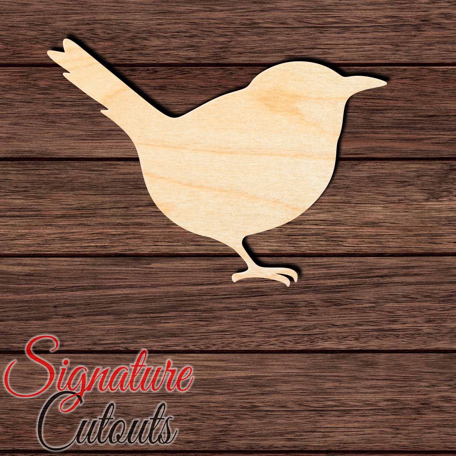 Wren Bird 001 Shape Cutout in Wood, Acrylic or Acrylic Mirror - Signature Cutouts