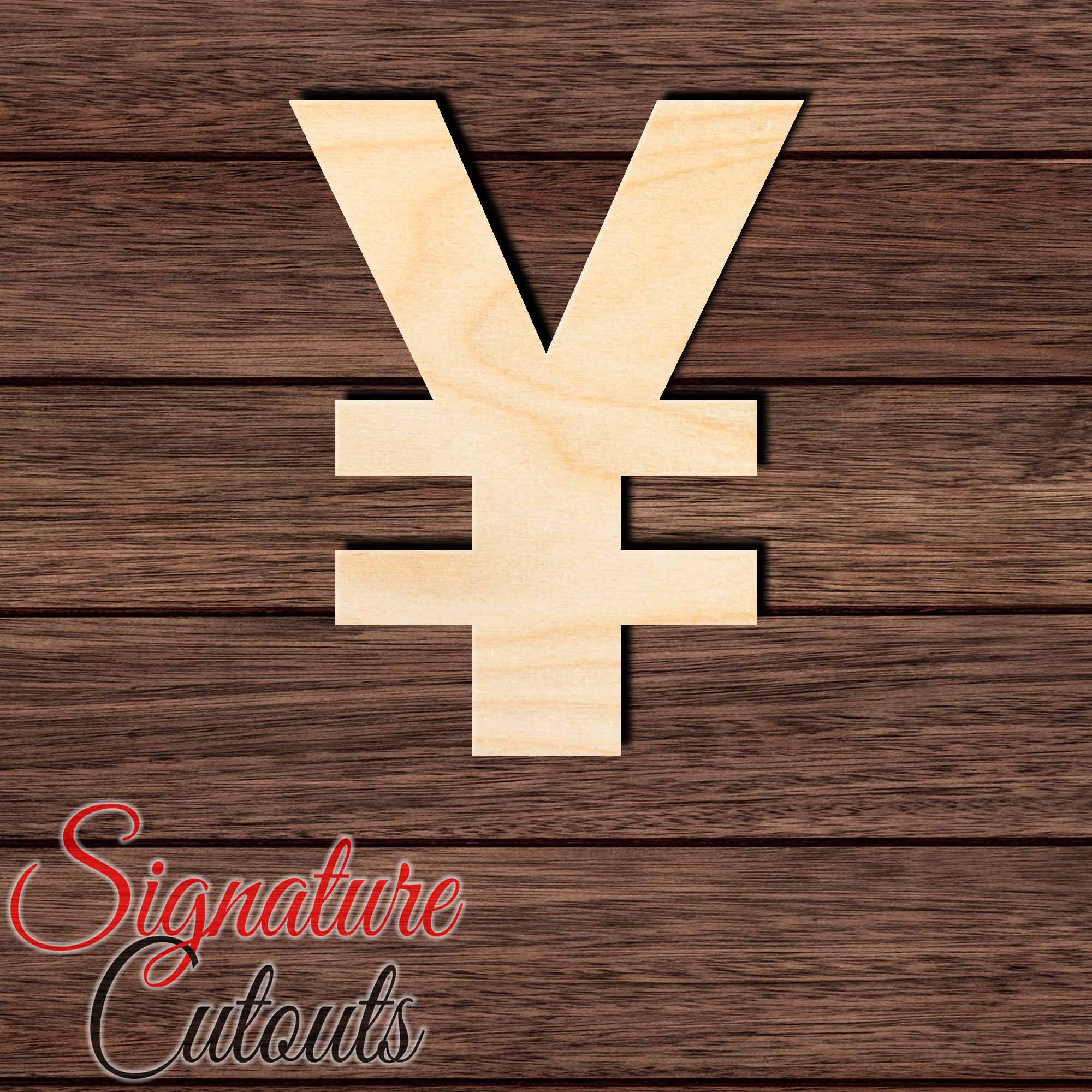 Yen Symbol 001 Shape Cutout in Wood, Acrylic or Acrylic Mirror - Signature Cutouts